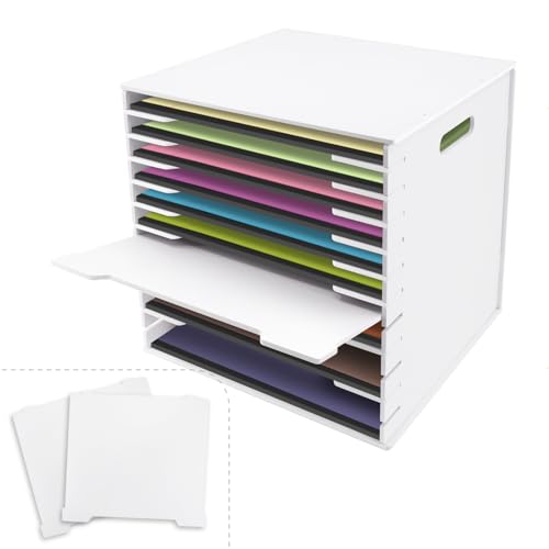 SONGWAY 12x12 Paper Storage Organizer - 13 Tier Desk File Organizer with Adjustable Shelves, Letter Mail Tray, 12x12 Stackable Scrapbook Paper Storage Cube for Home Office Classroom - size: 12-Tier