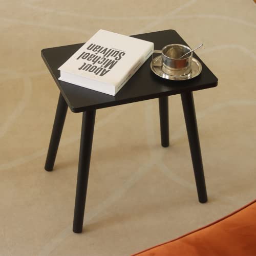 AWASEN Side Table, Small Black End Table for Living Room Bedroom Office Small Spaces, Modern Accent Side Table Nightstand with Solid Wood, Easy Assembly, (Black) - color: Black