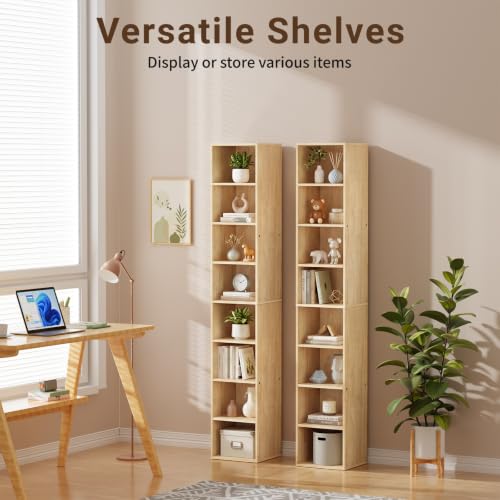 8 Cube Oak Book Shelf, Tall Bookcase for Bedroom Home Office Living Room - color: Oak, size: 8 Cube