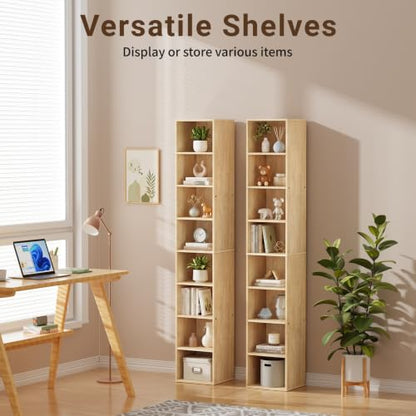 8 Cube Oak Book Shelf, Tall Bookcase for Bedroom Home Office Living Room - color: Oak, size: 8 Cube