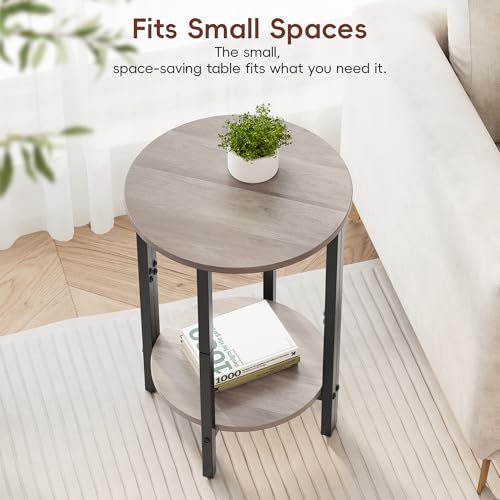Side Tables Small End Tables, Set of 2 Half Round Side Table for Living Room, 2 Tier Couch Side Table, Small Round Coffee Table Accent Table, Thin Sofa Table Narrow Entryway Table, Grey - color: Greige