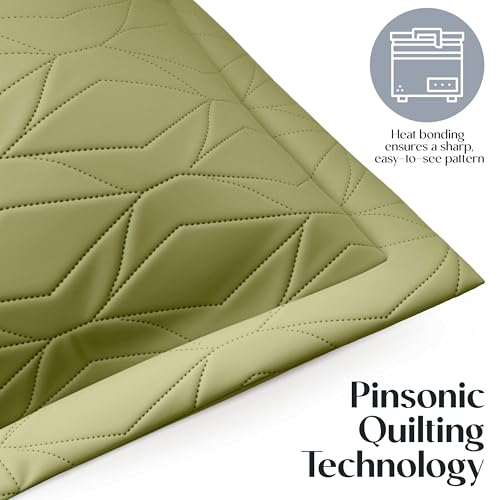 Clara Clark Quilts Twin Size - All Season Bedspread Coverlet Set, Pinsonic Weave Lightweight Bedding Set - 5 Piece Twin Quilt Set with Pillow Shams, Olive Green - Twin Ellipse - color: 41 – Olive Green – Ellipse, size: Twin