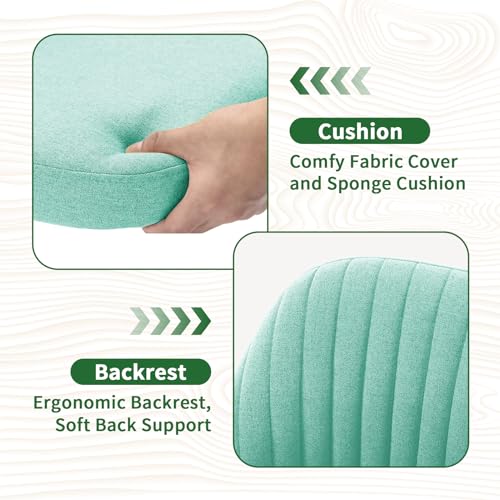 Armless Desk Chair with Comfortable Fabric Cover,Modern Home Office Chairs with Swivel Wheels for Computer Task Chairs Cute Vanity Chairs Adjustable Height for Living Room,Bed Room,Conference Office - color: Green