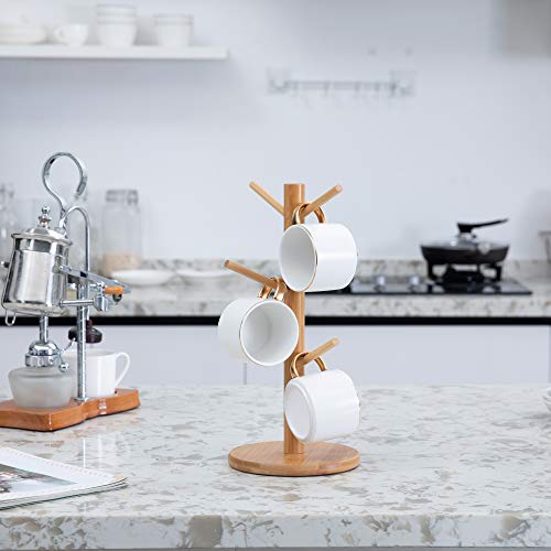 MyLifeUNIT Mug Holder Tree, Coffee Cup Holder with 6 Hooks (Yellow) - color: Yellow