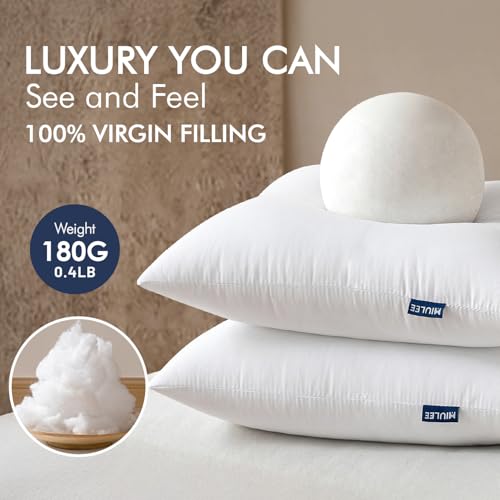 MIULEE 12x12 Throw Pillows Inserts 2 Pack, Decorative Pillows for Couch Bed | 100% Virgin Filling, Full and Fluffy, Lumbar, Back and Neck Support - size: 12x12 Inch