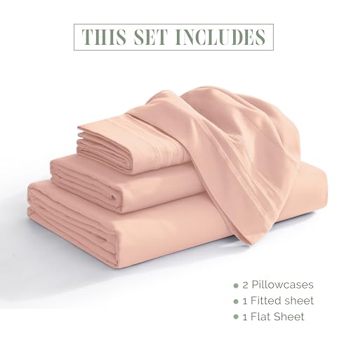 Elegant Comfort Luxury 1500 Premium Hotel Quality Microfiber 4-Piece Sheet Set - Wrinkle Resistant, All Around Elastic Fitted Sheet, Deep Pocket up to 16", Queen, Blush - color: Blush, size: Queen