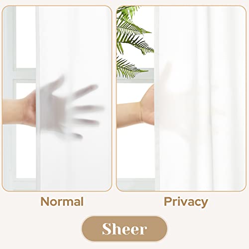 HOMEIDEAS Non-See-Through White Privacy Sheer Curtains 52 X 84 Inches Long 2 Panels Sheer Curtains Light Filtering Window Curtains Drapes for Bedroom Living Room | 2 Panels, Light Filtering, Semi Sheer Curtains, Window Voile Drapes, Bedroom Living Room Di