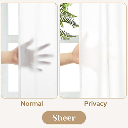 HOMEIDEAS Non-See-Through White Privacy Sheer Curtains 52 X 84 Inches Long 2 Panels Sheer Curtains Light Filtering Window Curtains Drapes for Bedroom Living Room | 2 Panels, Light Filtering, Semi Sheer Curtains, Window Voile Drapes, Bedroom Living Room Di