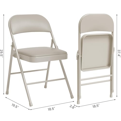 Folding Card Table and Chair Set of 5, No Assembly Required, Beige | Portable Square Card Table with 4 Padded Chairs, Foldable Chairs and Tables for Home, Indoor and Outdoor, Space-Saving