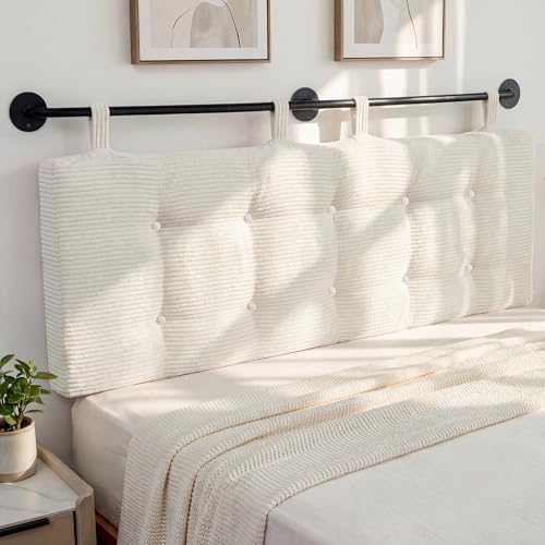 HIGOGOGO Wall Mounted Headboards for Queen Size Bed, Hanging Head Board Wall with Button Tufting, Adjustable Height Headboard for Bedroom,Beige - color: Beige, size: Queen