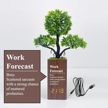 Fake Plant Electronic Clock，Creative Digital Alarm Clock，Funny Office Desk Sign，Alarm Clock for Bedroom，Suitable as a Gift for Colleagues and Friends - color: Work
