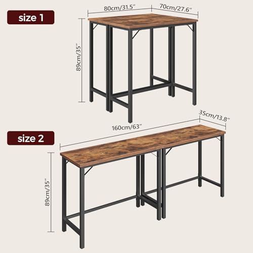 MAHANCRIS Narrow Bar Table, 63-Inch Pub Table for Dining Room, Counter Bar Tables with Sturdy Metal Frame, Connectable Bar Table, Multifunctional Console Table, Rustic Brown BTHR1601 - color: Rustic Brown
