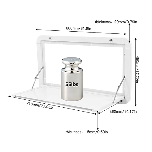 DYRABREST Folding Table, RV Caravan Picnic Folding External Table Aluminum White 80x45cm/31.5x17.7 Wall Mount Hanging Dining Table Computer Workstation Wall Mounted Tables