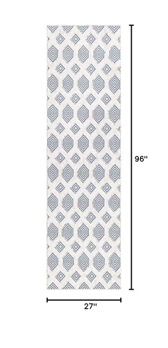 Rugs.com - Sabrina Soto Casa Rug – 8 Ft Runner Navy Blue Textured Cotton Runner Modern Geometric Design, Perfect for Hallways and Entryways - color: Navy Blue, size: 2'3" x 8' (Runner)