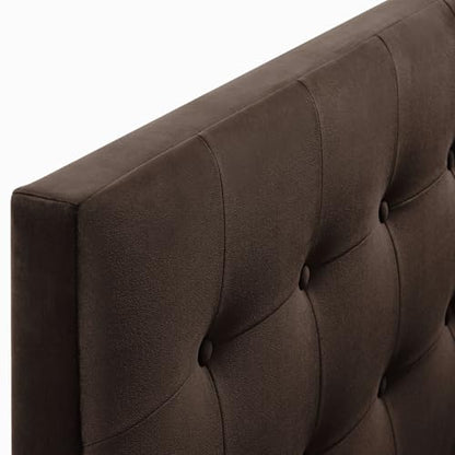 Modway Emily Twin Size Performance Velvet Headboard in Chocolate Brown - Stain-Resistant Velvet Upholstery with Button Tufting and 7 Adjustable Height Positions - color: Chocolate Brown, size: Twin