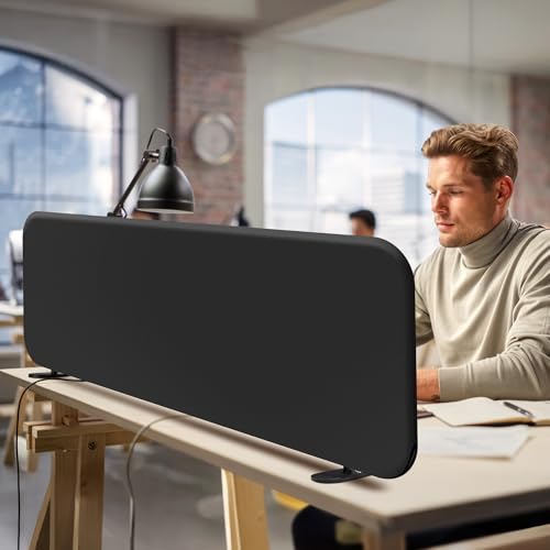 DECOLAB Desk Divider, Movable Desk Partition 48"x18", Midnight | Table Top Privacy Panel. For Home Office, Student, Classroom, Study. Free Standing. No Drill. - color: Midnight