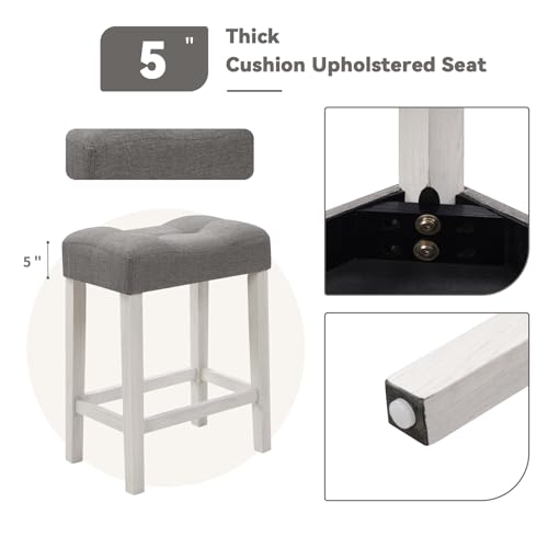 59" Dining Bar Table Set with Power Outlet, Behind Couch Sofa Table with 3 Padded Stools, 4 Piece Bar Table and Chairs Set for Living Room, Dining Room, Gray - color: R1-light Gray