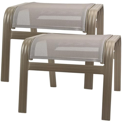 Outdoor Ottoman Patio Footstools Assembled Aluminum Footrest Side Table Small Chair Patio Ottoman for Garden,Balcony,Poolside 2 Set Champagne - color: 2 Pieses-champagne