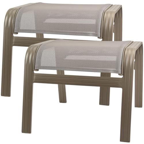 Outdoor Ottoman Patio Footstools Assembled Aluminum Footrest Side Table Small Chair Patio Ottoman for Garden,Balcony,Poolside 2 Set Champagne - color: 2 Pieses-champagne