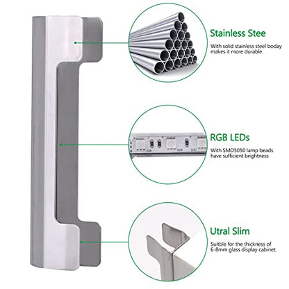 AIBOO LED Under Cabinet Night Lights Kit for Glass Edge Shelf Back Side Lighting Using Flexible Cable and Clip with RF Remote(4 Lights,RGB)