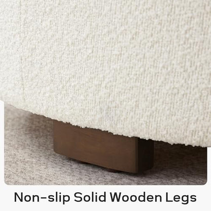 Zihanhome 30 Inch Round Storage Ottoman, Ottoman Coffee Table with Lift Off Lid, Boucle Modern Ottomans with Storage for Living Room, Bedroom, Apartments (Beige) - color: Beige
