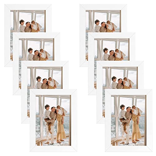 Golden State Art 5x7 Picture Frames Set of 8, White | Family Frames Set with Plexiglass, for Wall or Tabletop, Horizontal or Vertical Displays - color: White, size: 5x7 (Set of 8)