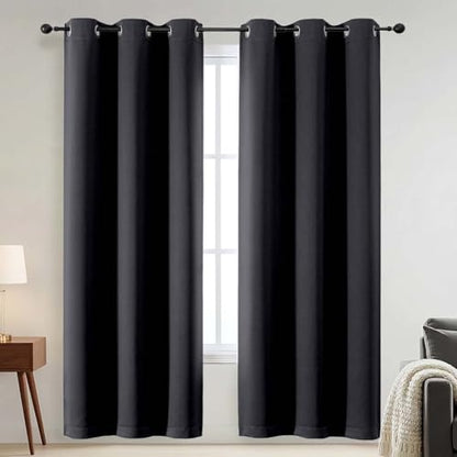 100% Blackout Curtains for Bedroom - Luxury Grommet Thermal Blackout Curtains, Thick Drapes Full Light Blocking Energy Saving, Black, 2 Panels, 2x40Wx78L Inches - color: Black, size: 40"W x 78"L (Pack of 2)
