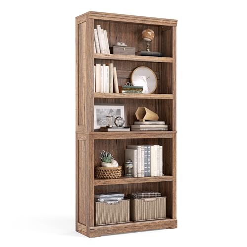 LINSY HOME 5-Shelf Bookcase, Bookshelves Floor Standing Storage Shelves 68 in Tall Bookcase Home Decor Furniture for Home Office, Living Room, Bed Room - Dark Brown - color: Dark Brown, size: 5 Shelf Standard 68.3"H