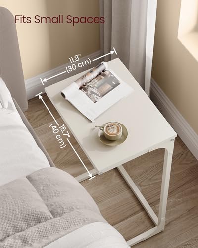VASAGLE C-Shaped End Table, Side Table for Sofa with Metal Frame | Couch Table, Small TV Tray Table for Living Room, Bedroom, Cream White, Barnet Collection ULET353W77 - color: Cream White