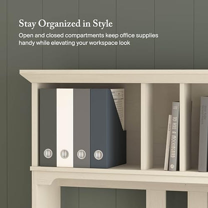 Bush Home Salinas Small Computer Desk with Hutch in Antique White - color: Antique White
