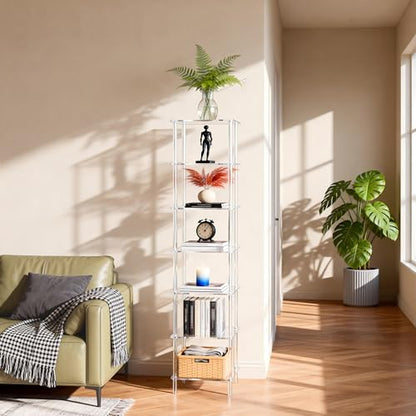 Acrylic Bookshelf, Small Bookcase, Standing Freestanding Corner Storage Shelves Display Shelf for Living Room, Bedroom (Clear, 7 Tier) - size: 7 Tier