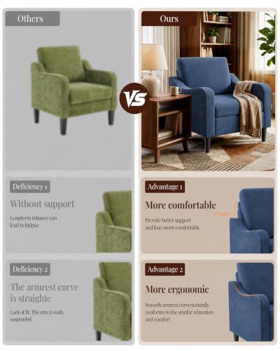 Accent Arm Chair – Navy Blue, Upholstered Scooped Comfy Reading Chair for Living Room, Bedroom, Apartment, Waiting Room - color: Navy Blue, size: 33.1"x29.53"x29.92"(1pcs)