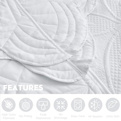 DaisyHuang Bedspread - Full Size Bedding Cover - Modern & Contemporary Coverlet Set, Real Stitching, Reversible, Lightweight, 5 Piece, White - color: White, size: Full(96"x110")