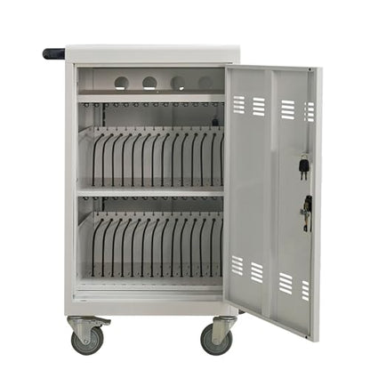 30-Device Mobile Charging Cart Station for Tablets & Laptops ,Secure Storage & Fast Charging,Heavy-Duty Steel Construction with Locking Wheels & Cable Management,Ideal for Schools & Offices，white - color: Antique White