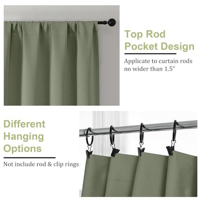 Sally Sage Green Blackout Kitchen Curtains 36 Inch Length 2 Panels Set, Half Small Window Rod Pocket Room Darkening Curtains Tiers for Kitchen Bathroom, 2 Pcs Each W40 x L36 Inch, Sage Green - color: Sage Green, size: 40"W x 36"L (Pack of 2)