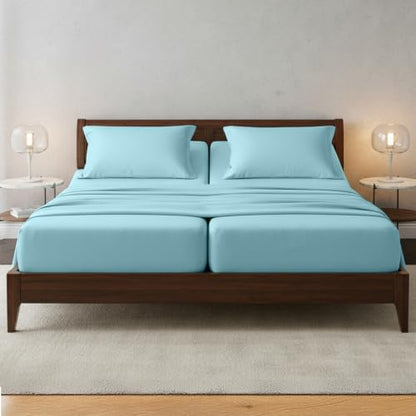 Elegant Comfort Luxury Quality Microfiber 5-Piece 1500 Premium Hotel Sheet Set-Wrinkle Resistant, All Around Elastic Fitted Sheet, Deep Pocket up to 16", Split King, Aqua - color: Aqua, size: Split King