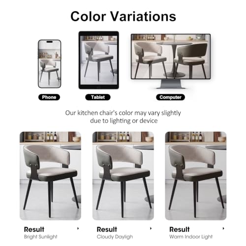 Dining Chairs Set of 2, Modern Woven Fabric Kitchen Chairs | Woven Fabric Upholstery, Curved Back, Metal Legs, Dining Room, Kitchen, Breakfast Nook, Restaurant, Cafe, Beige Woven - color: Beige Woven, size: Set of 2