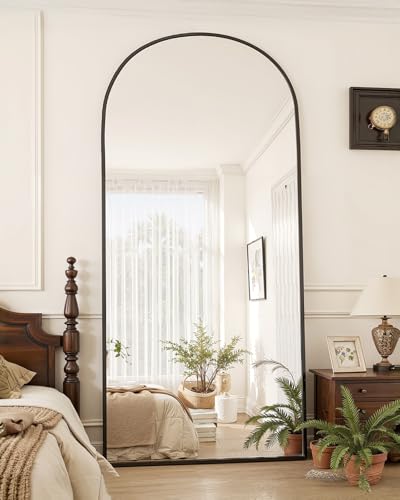 Suidia Full Length Mirror, 71"x28" Floor Standing Mirror Freestanding, Full Body Mirrors with Stand for Bedroom, Hanging Mounted for Living Room Cloakroom, Black, Arched Style - color: Black, size: 71"L x 28"W, style: Arched Style