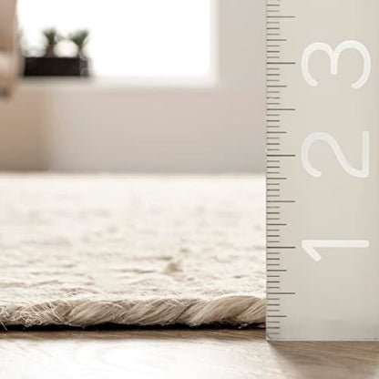 nuLOOM 6 Round Rigo Jute Hand Woven Area Rug, Off White, Solid Farmhouse Design, Natural Fiber, For Bedroom, Living Room, Dining Room, Hallway, Office, Kitchen, Entryway - color: Off White, size: 6' (Round)