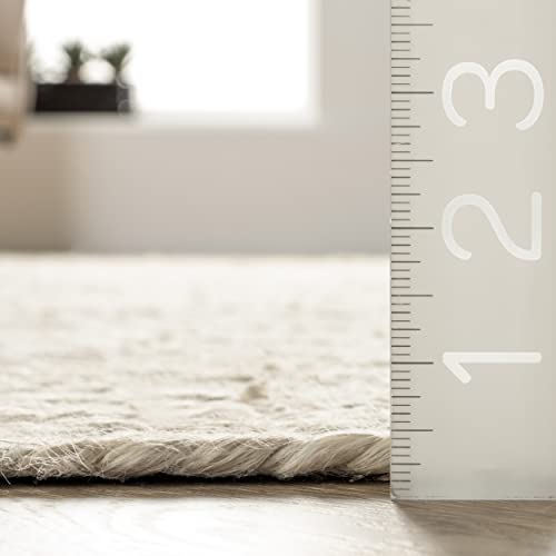 nuLOOM 6 Round Rigo Jute Hand Woven Area Rug, Off White, Solid Farmhouse Design, Natural Fiber, For Bedroom, Living Room, Dining Room, Hallway, Office, Kitchen, Entryway - color: Off White, size: 6' (Round)