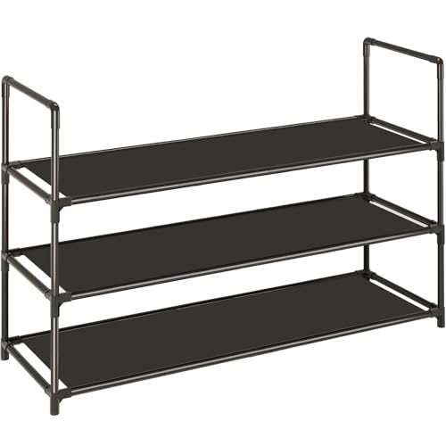 3-Tier Stackable Shoe Rack, Sturdy & Durable Long Shoe Shelf Storage Organizer for Entryway, Bedroom, Floor,10-12 Pairs of Shoes,Black - size: 3-Tier(28.5"W)