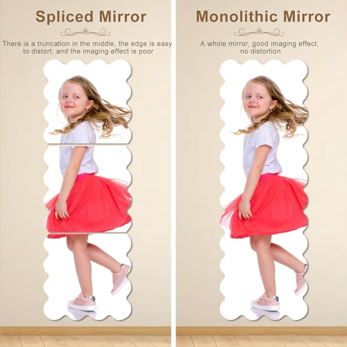 Vercraft Home Gym Mirror 40'' x 10'' Wavy Acrylic Full Length Mirror Frameless Full Body Wall Mounted Safety Unbreakable Stick on for Home Workout, Playroom, Bedroom, Gym, Bedroom