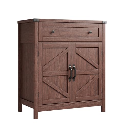 ChooChoo 30" W Coffee Bar Cabinet, Kitchen Storage Cabinet with Drawer | Small Buffet Cabinet, Farmhouse Sideboard Buffet, Adjustable Shelf, Walnut - color: Walnut