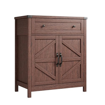 ChooChoo 30" W Coffee Bar Cabinet, Kitchen Storage Cabinet with Drawer | Small Buffet Cabinet, Farmhouse Sideboard Buffet, Adjustable Shelf, Walnut - color: Walnut