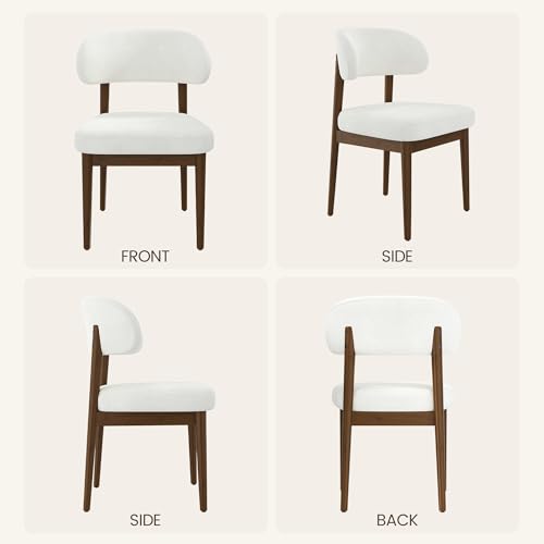 Wooden Dining Room Chairs Set of 2, Modern Upholstered Velvet Kitchen Chairs with Ergonomic Curved Back, Farmhouse Dining Side Chair with Solid Wood Frame for Kitchen Room, Cream - color: Cream