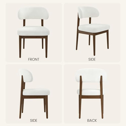 Wooden Dining Room Chairs Set of 2, Modern Upholstered Velvet Kitchen Chairs with Ergonomic Curved Back, Farmhouse Dining Side Chair with Solid Wood Frame for Kitchen Room, Cream - color: Cream