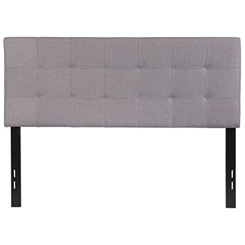 EMMA + OLIVER Light Gray Full Quilted Tufted Headboard | Adjustable Bed Rail Slots, Fabric Upholstered - color: Light Gray, size: Full