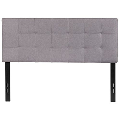 EMMA + OLIVER Light Gray Full Quilted Tufted Headboard | Adjustable Bed Rail Slots, Fabric Upholstered - color: Light Gray, size: Full