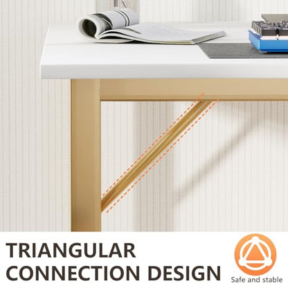 BestOffice Computer Desk,Home Office Desk, Modern Simple Style for Home Office Study Writing (Gold, 55 Inch) - color: Gold, size: 55 Inch