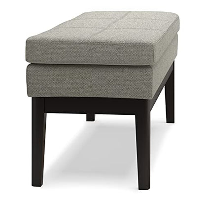 SIMPLIHOME Carlson Ottoman Bench - 45 inch Wide Upholstered Vegan Leather Rectangle Ottoman in Greige, Mid Century Modern Bench for Bedroom, Entryway or Living Room with Padded Seat - color: Greige, style: Ottoman Bench